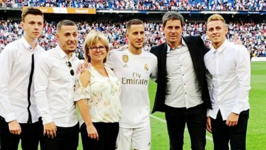 Carine Hazard with her family.
